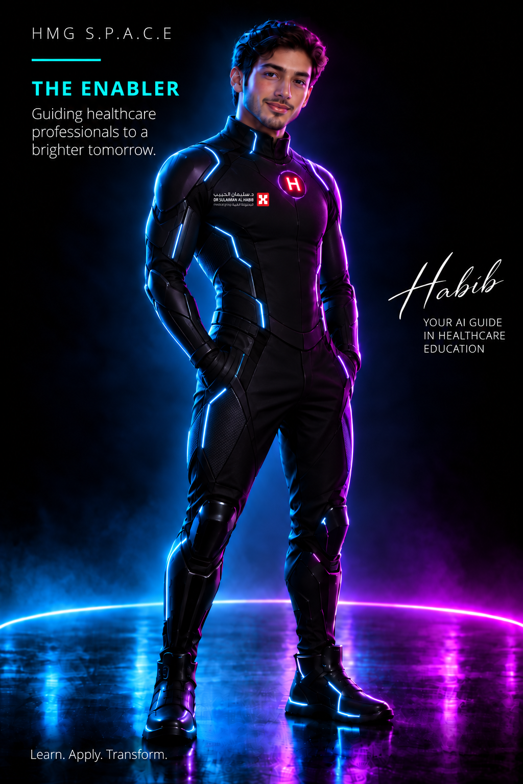 HABIB, the S.P.A.C.E AI superhero mascot for healthcare education